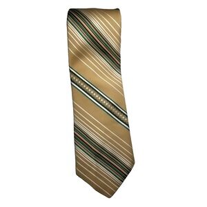Golden Clasp by Prince Consort Vintage Polyester Tan Angled Striped Textured Tie